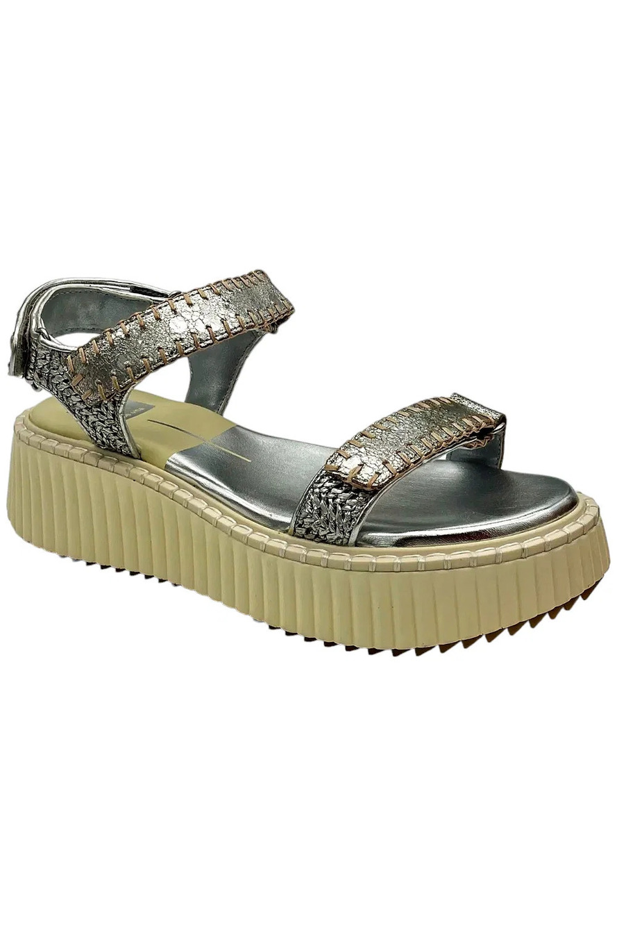 Dolce Vita Women's Debra Stitched Strappy Platform Sandals Silver - Medium